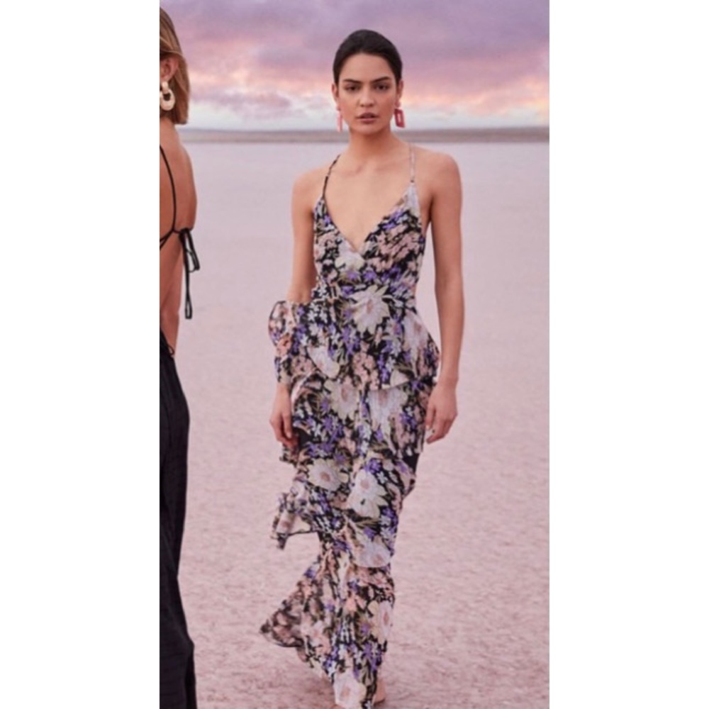 Astr tiered maxi dress with cut out back